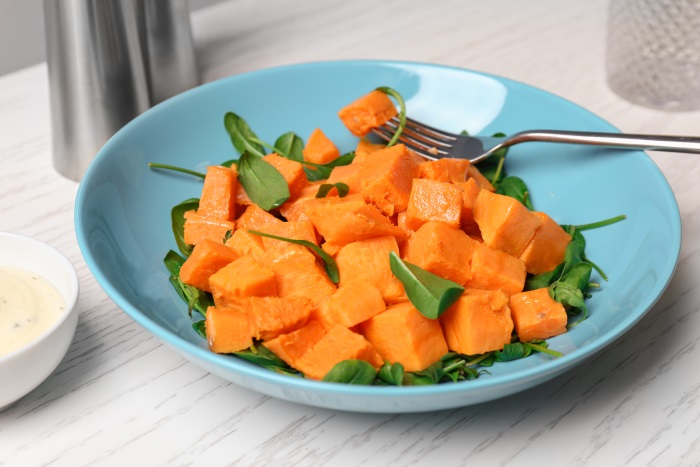healthy sweet potato salad in a plate