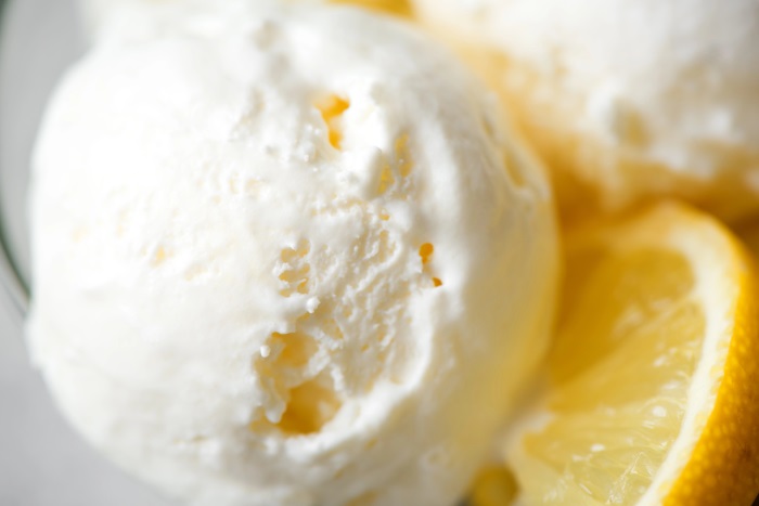 ball scoop of Homemade Lemon Ice Cream