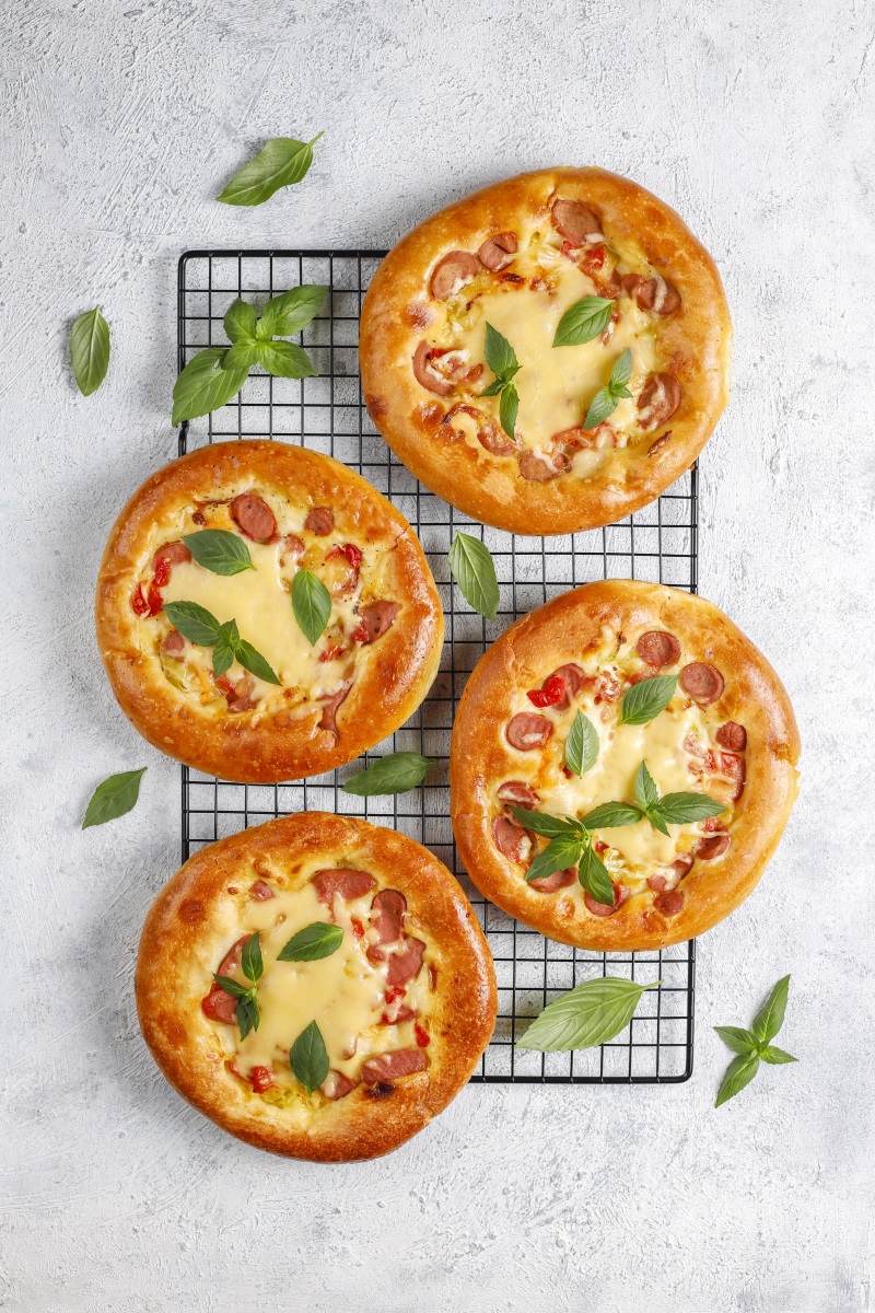 mini Homemade Pizza with Basil
