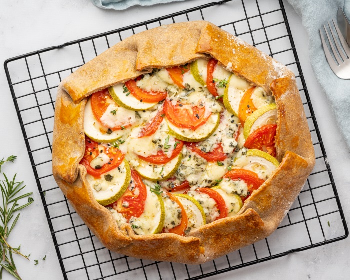 easy rustic galette made with vegetables and cheese filling