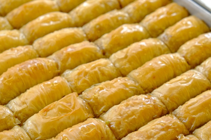 individual portions variation of galaktoboureko in a tray