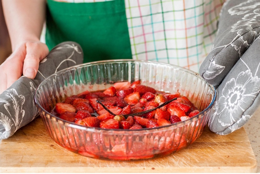 Roast for about 15 to 20 minutes, until the strawberries soften